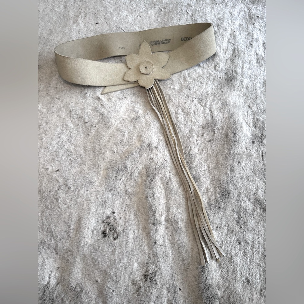 Bedo Genuine Leather, Suede Flower and Fringe Belt Sz M